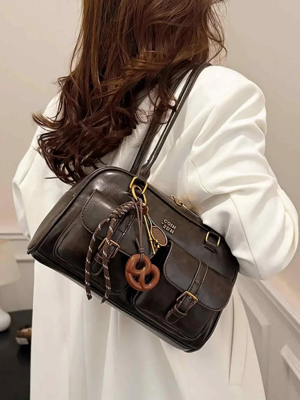 Vintage Y2K Leather Shoulder Bag - Cute Brown Hobo Purse for Women, Summer Style
